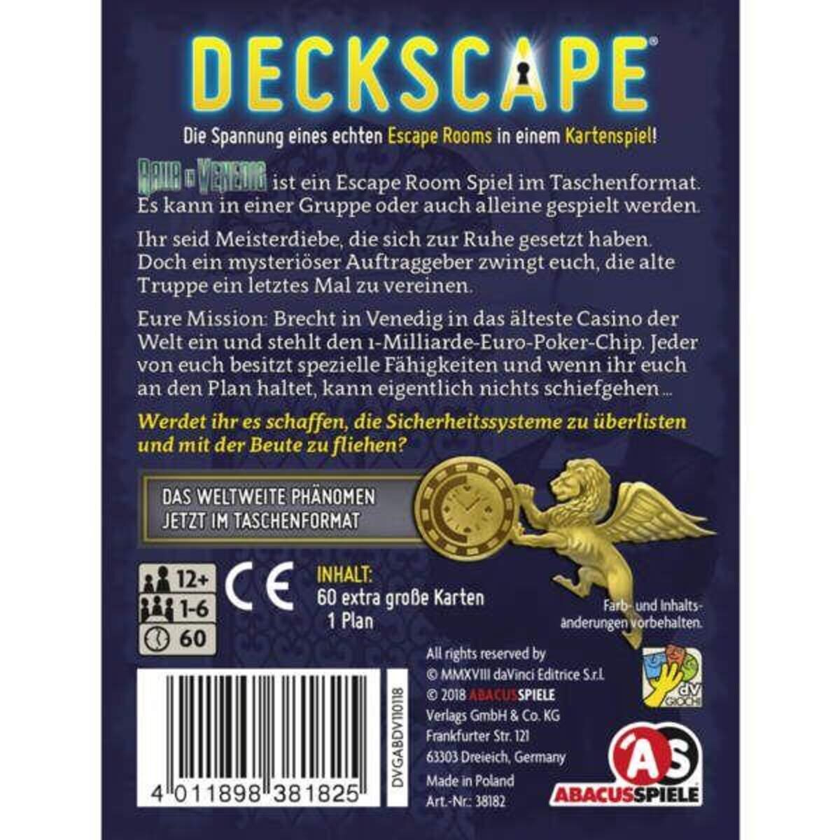 Asmodee Abacusspiele Deckscape Raub in Venedig