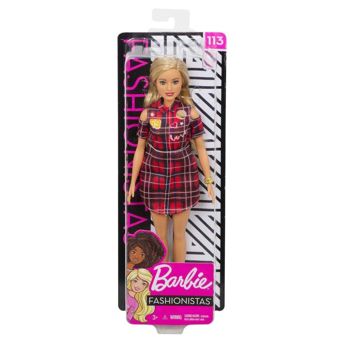 Barbie Fashionistas Puppe im Plaidmuster Kleid