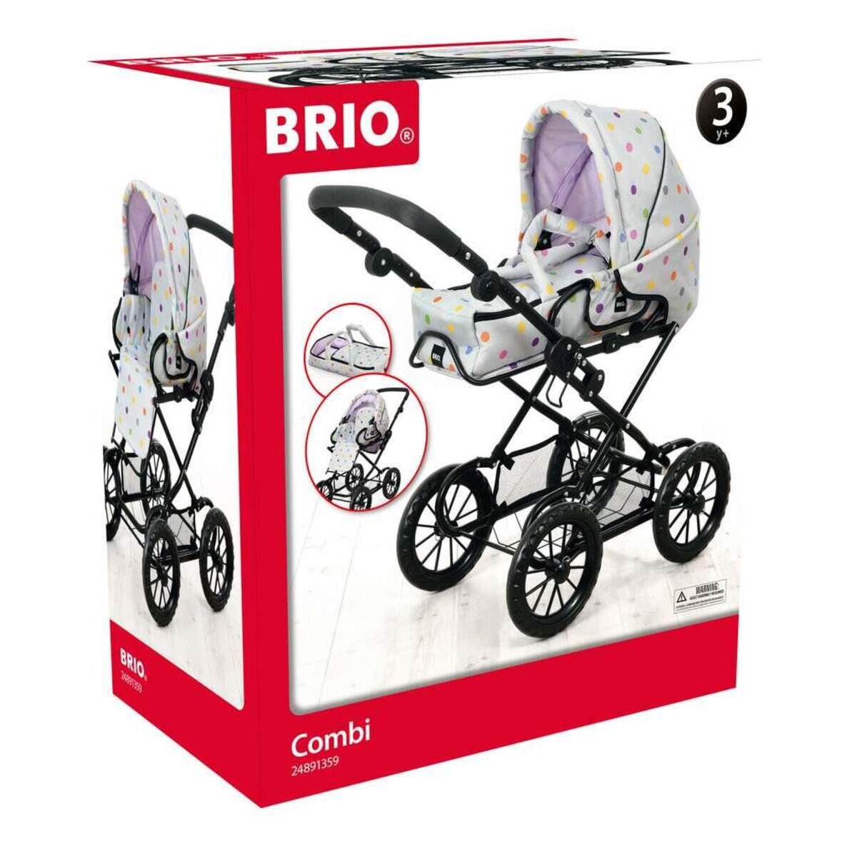 BRIO Puppenwagen Combi, grau mit Punkten