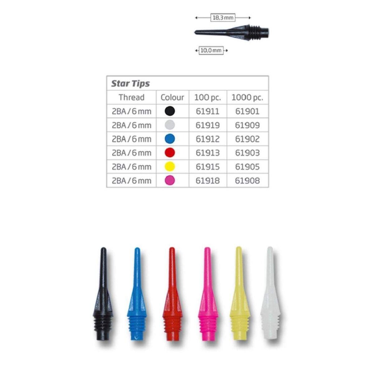 BULL'S Darts Star Soft Tips 6mm(2BA) 100/schwarz