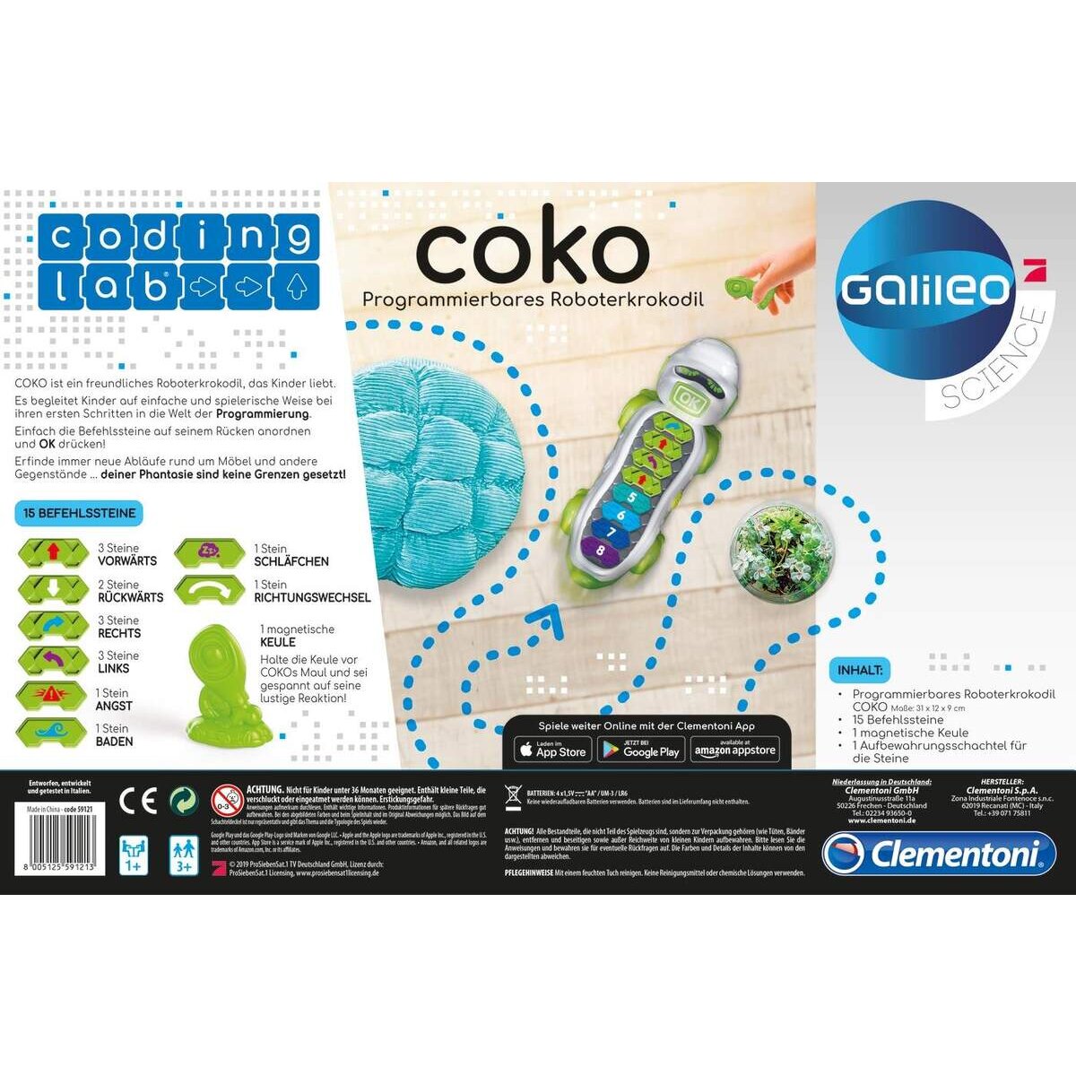 Clementoni Galileo Coding Lab Coco programmierbares Roboter-Krokodil