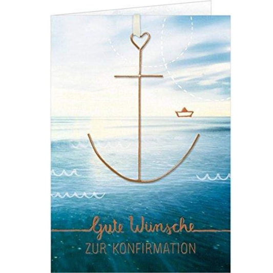 Coppenrath Verlag Grußkarte Gute Wünsche zur Konfirmation (mit Drahtanh.Anker)