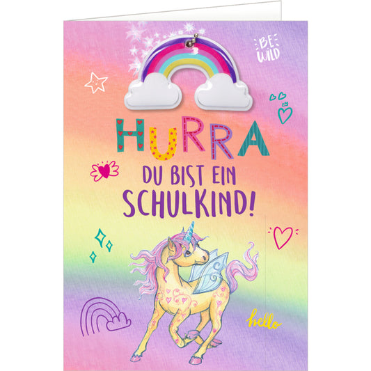 Coppenrath Verlag Grußkarte m.Anh.- Hurra, du bist ein Schulkind! (Einhorn-P.)