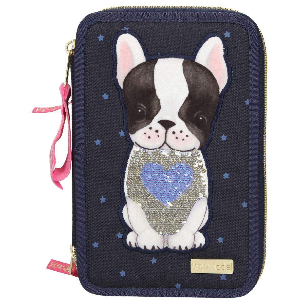 Depesche TOPModel 3-Fach Federtasche Hund dunkelblau