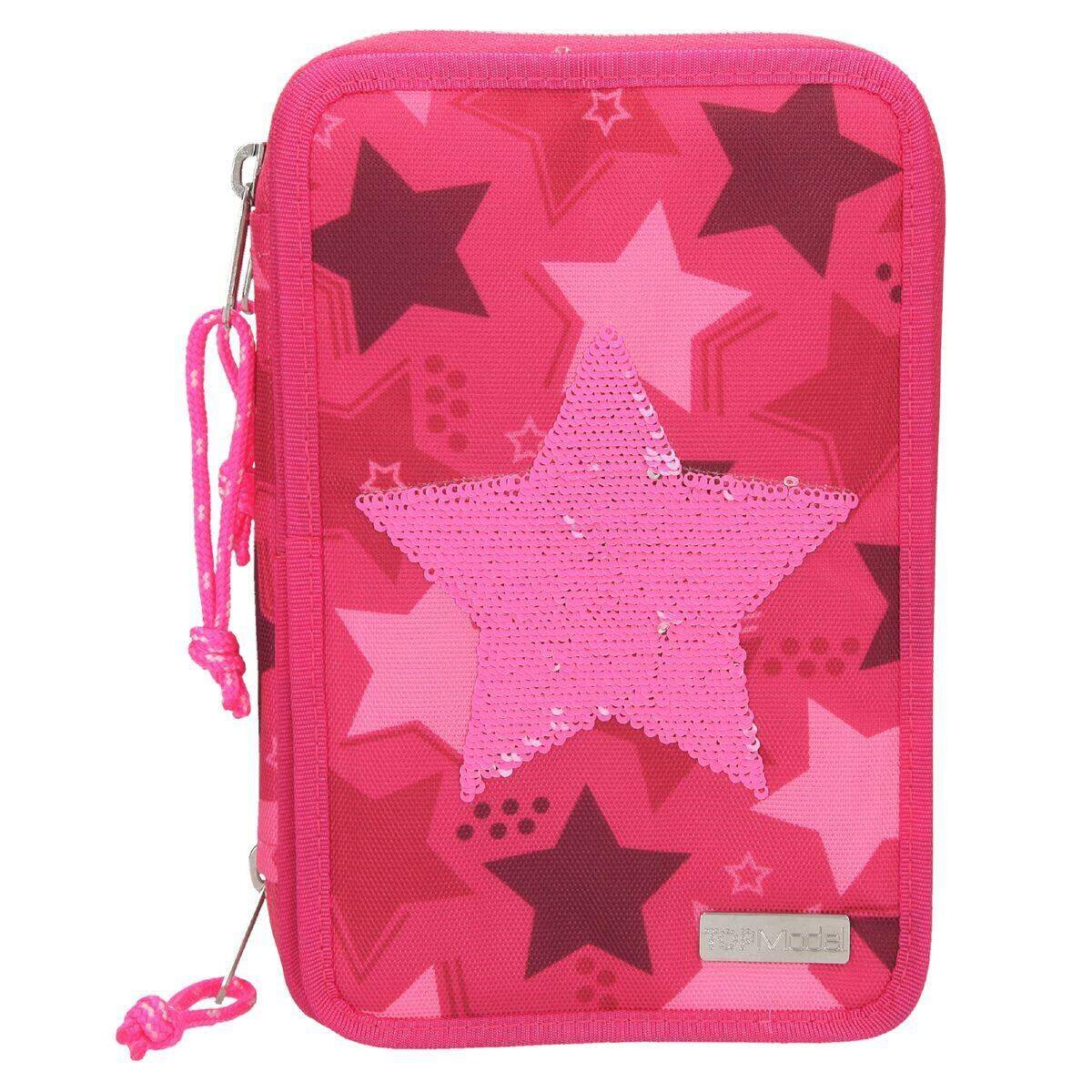 Depesche TOPModel 3-Fach Federtasche Streichpaillette Stern Pink