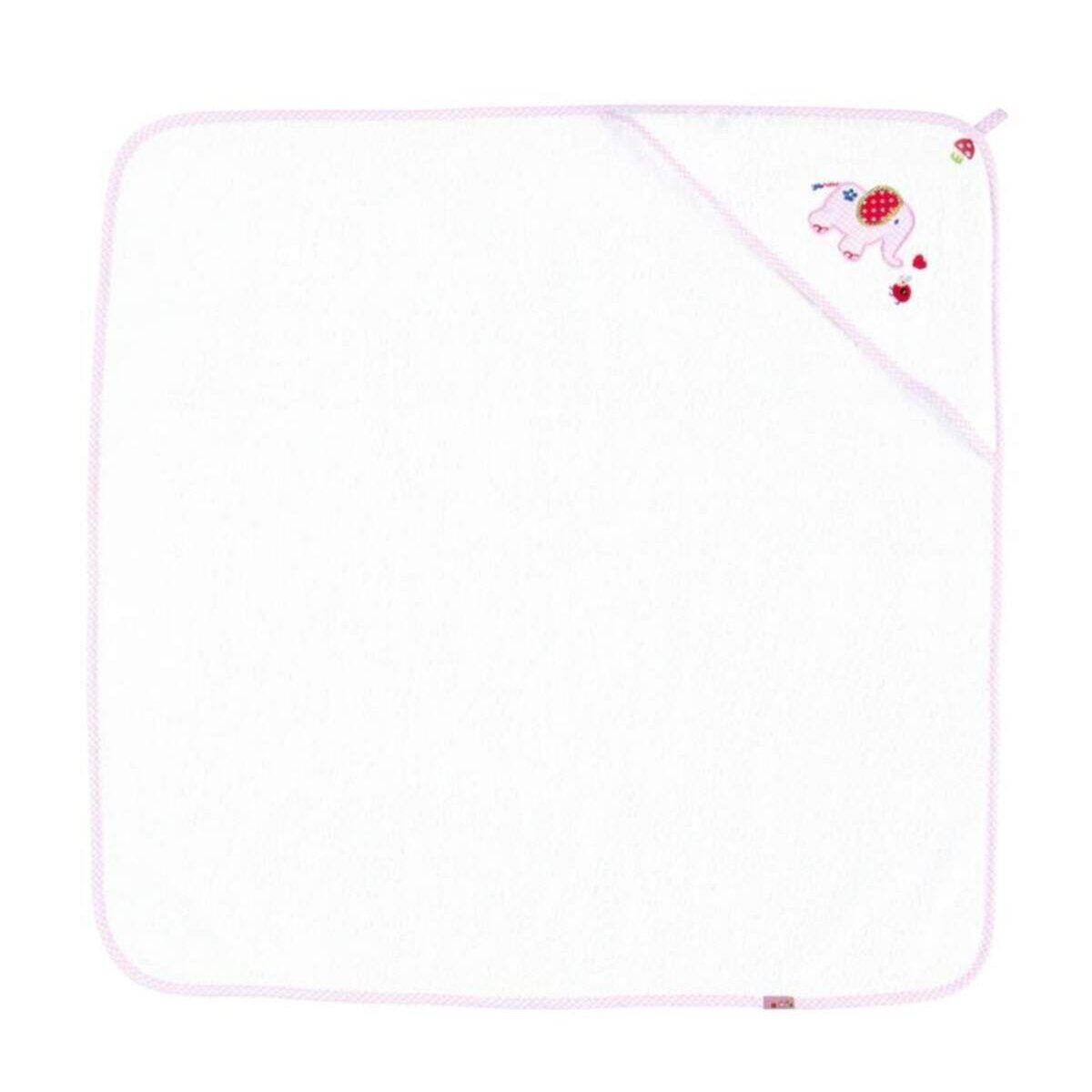 Die Spiegelburg Kapuzenbadetuch BabyGlück, rosa Elefant ca. 80x80 cm