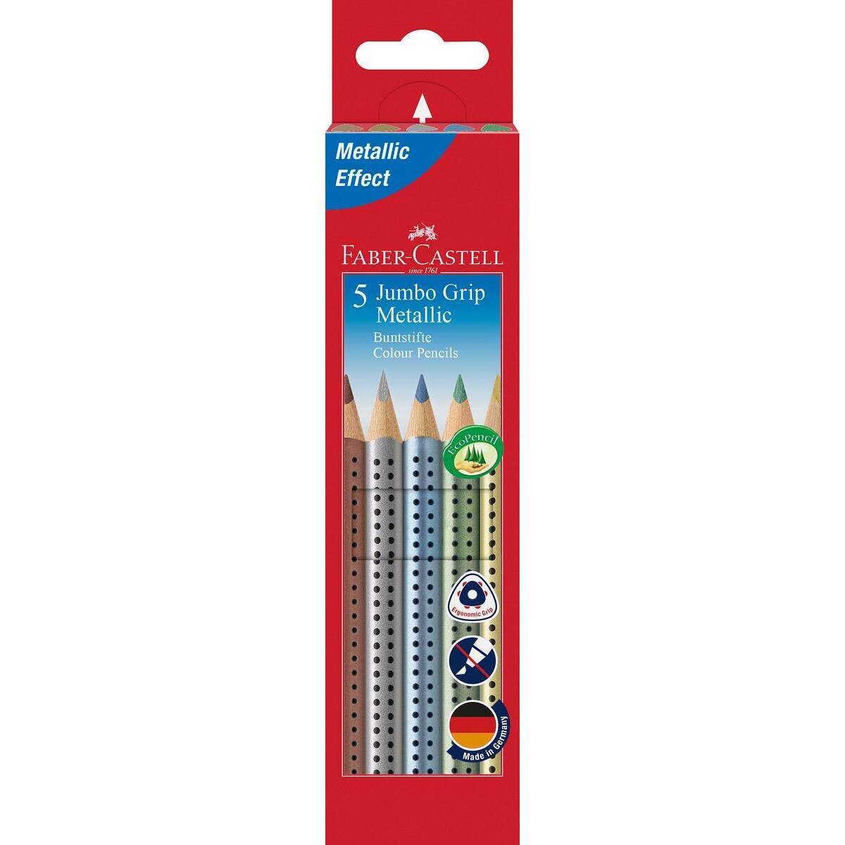 Faber-Castell Buntstift Jumbo Grip Metallic, 5 Stück