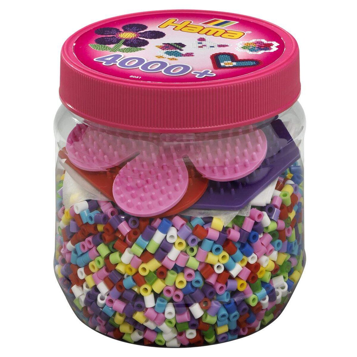 Hama Bügelperlen Dose mit ca. 4.000 Perlen und 3 Stiftplatten