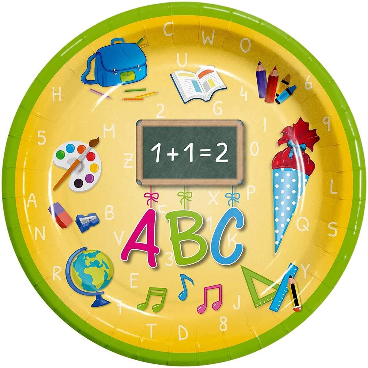 Heku Pappteller Schulanfang, 23 cm, gelb, 10 Stück