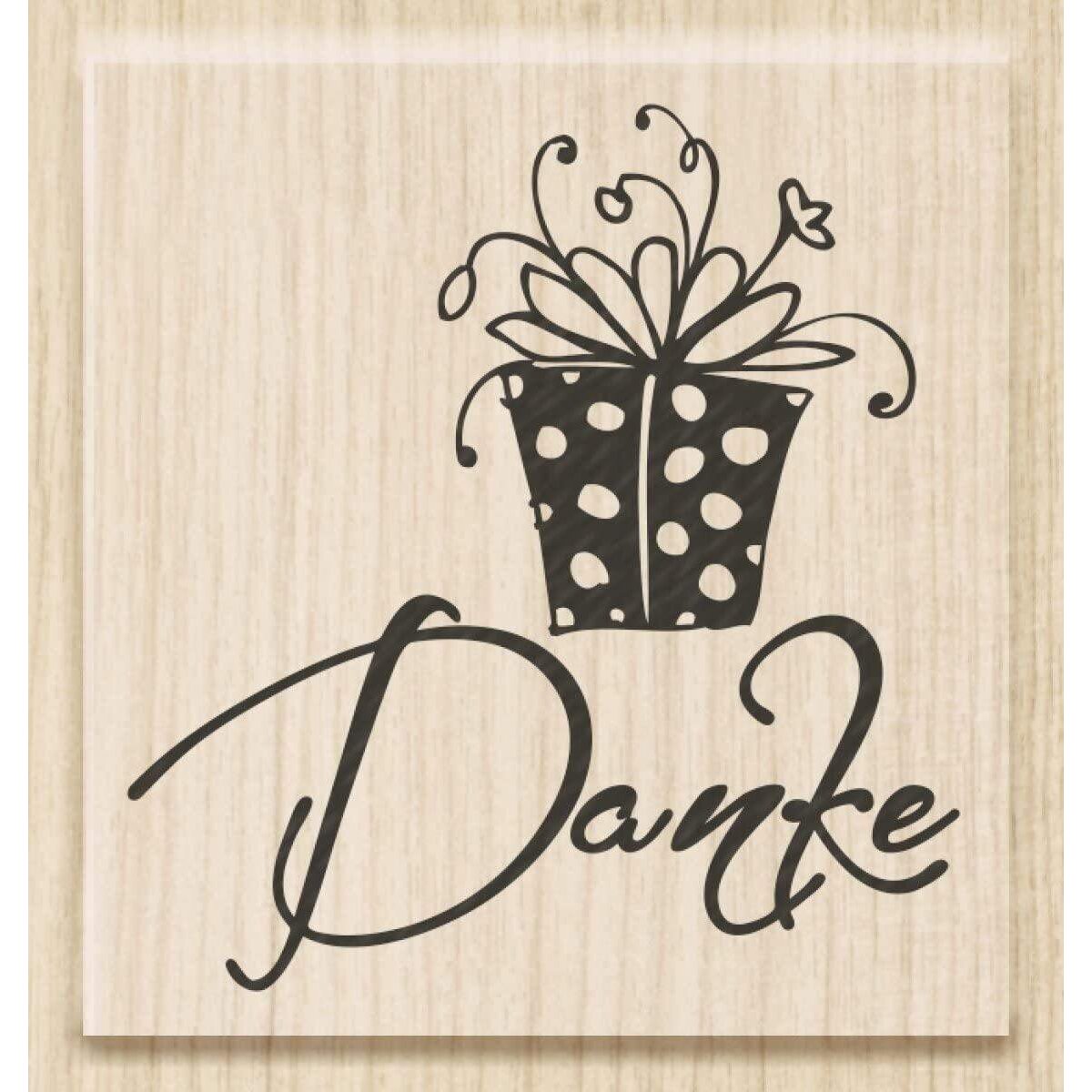 Knorr Prandell Stempel aus Holz (Danke) Motivgröße 4,5 x 4,8 cm, Motiv: Danke Flowers