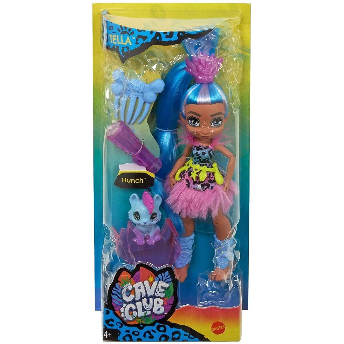 Mattel Cave Club Tella Puppe (25 cm) mit Haus-Dinosaurier