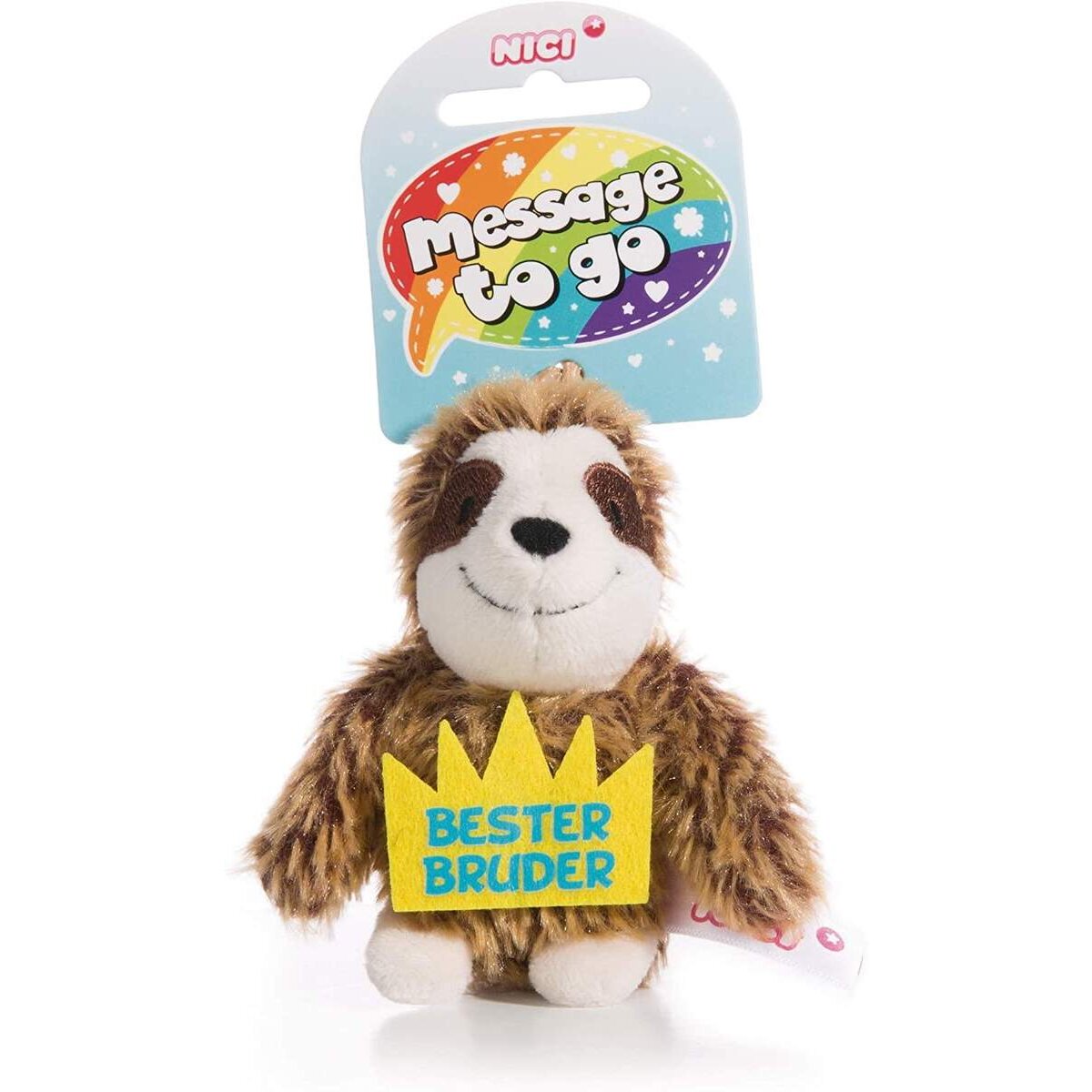 NICI Faultier Plüsch mit Loop Bester Bruder 8 cm
