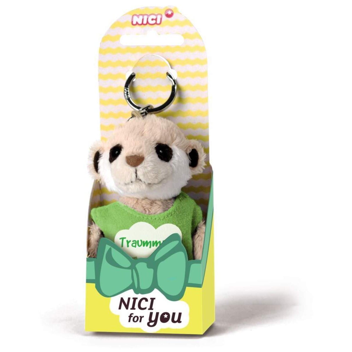 NICI for You Schlüsselanhänger Erdmännchen Traummann mit T-shirt grün
