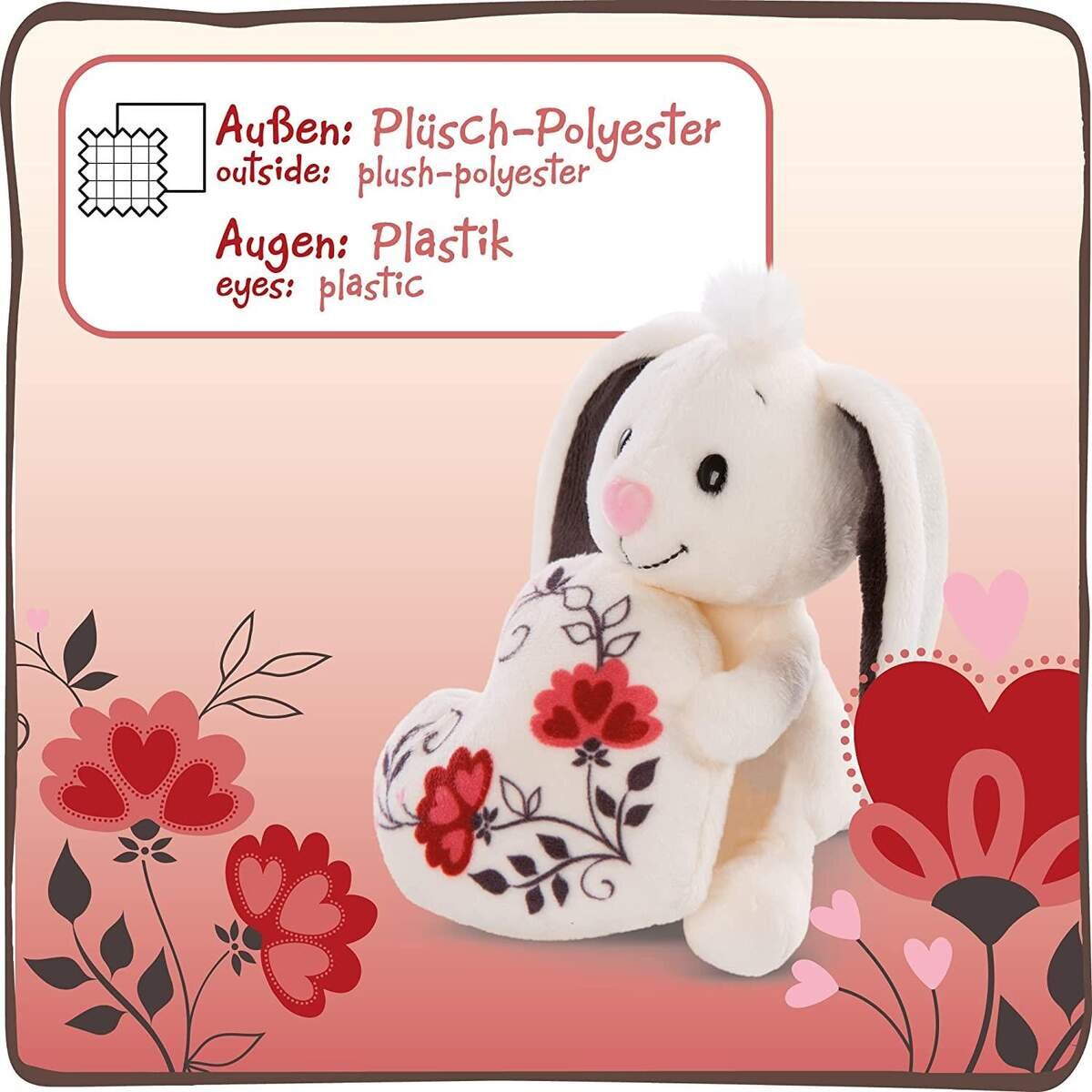NICI Kuscheltier 13cm mit Herz – Romantischer Hase