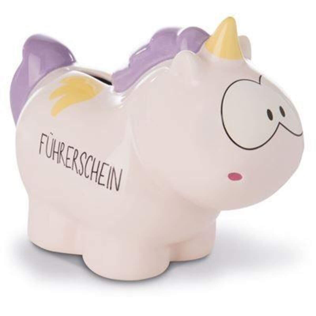 NICI Spardose Einhorn Cloud Dreamer "Führerschein", 7,5 x 12 x 16,5 cm