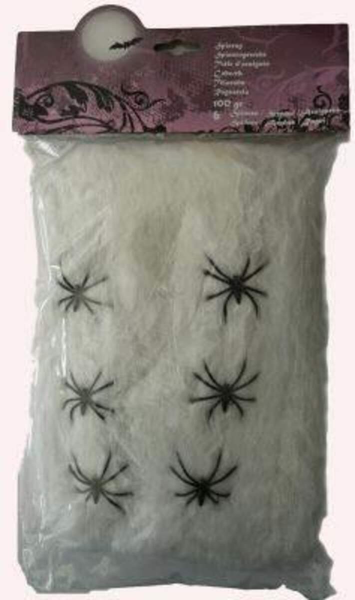 Festartikel Müller Deko Spinnennetz ca. 100g weiss mit 6 Spinnen