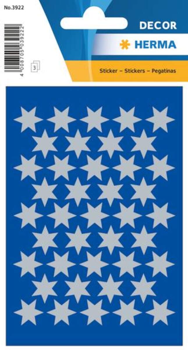 HERMA Sticker Dekor Sterne, silber, ca. Ø 14mm, 3 Bögen