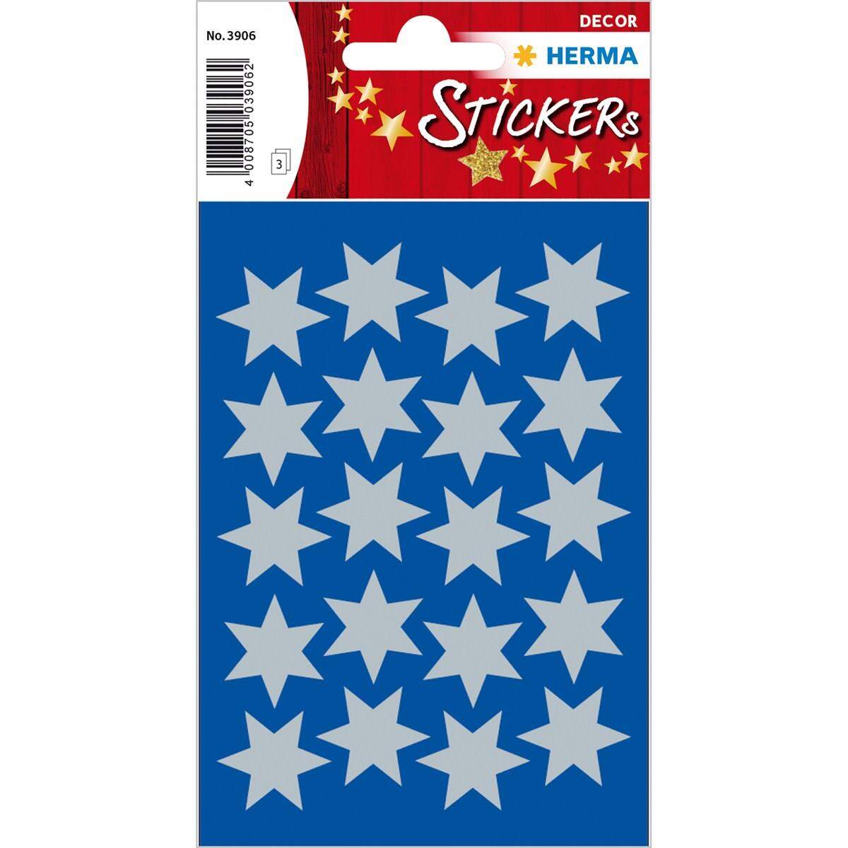 HERMA Weihnachts-Sticker Sterne, 21 mm, silber