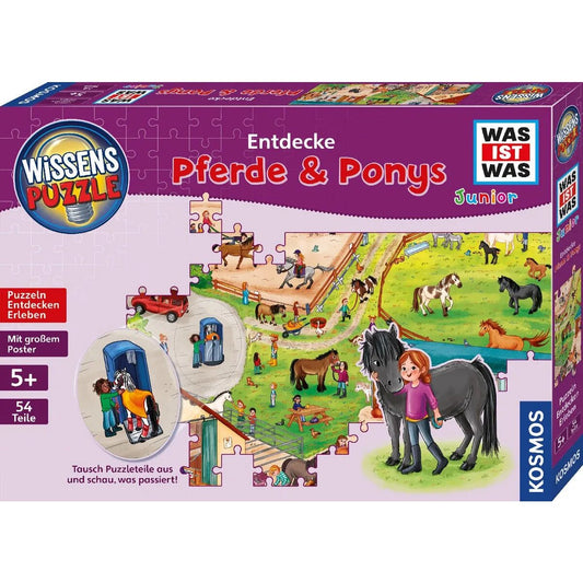 KOSMOS Wissenspuzzle WAS IST WAS Junior Entdecke Pferde & Ponys, 54 Teile