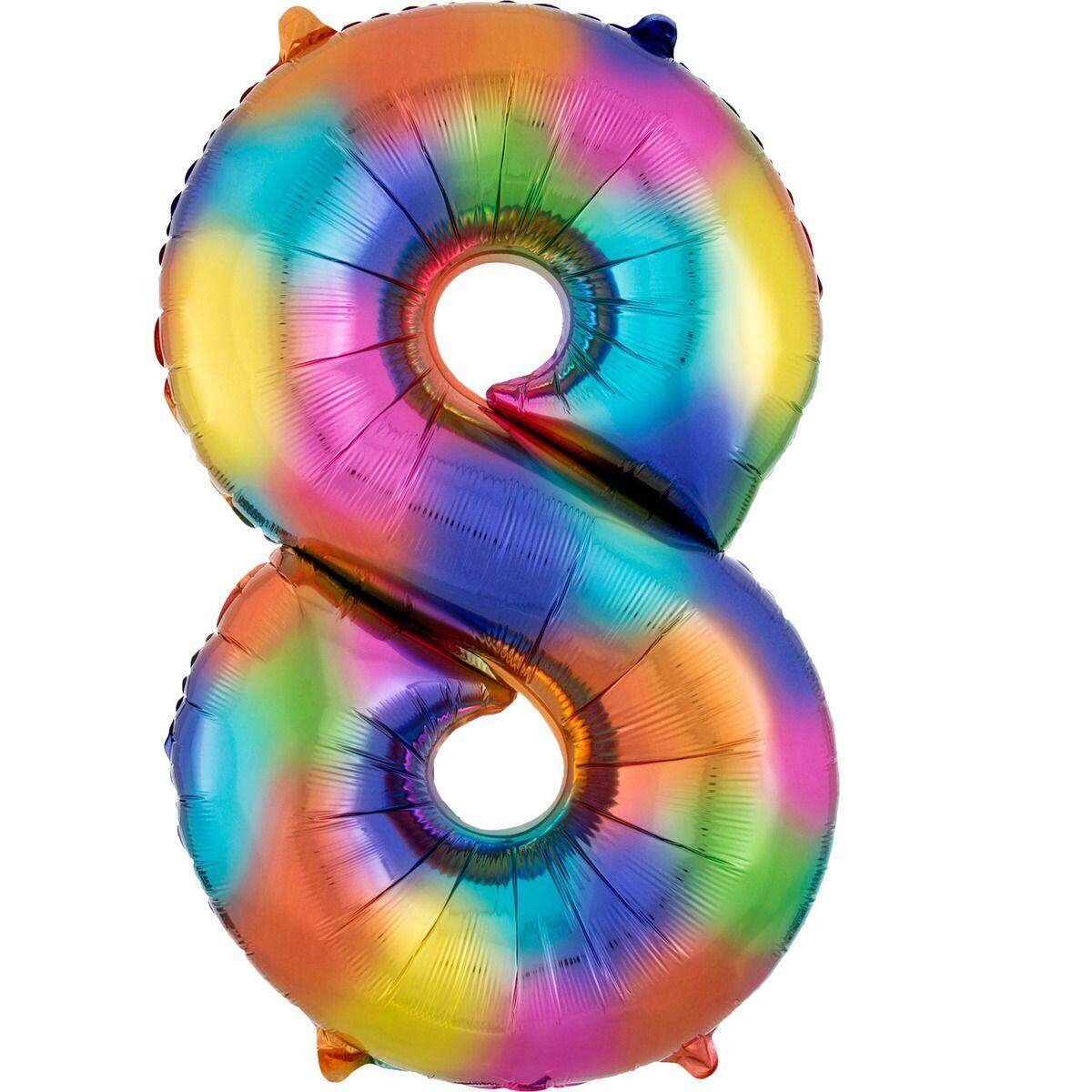 amscan Folienballon SuperShape Zahl "8" Rainbow Splash