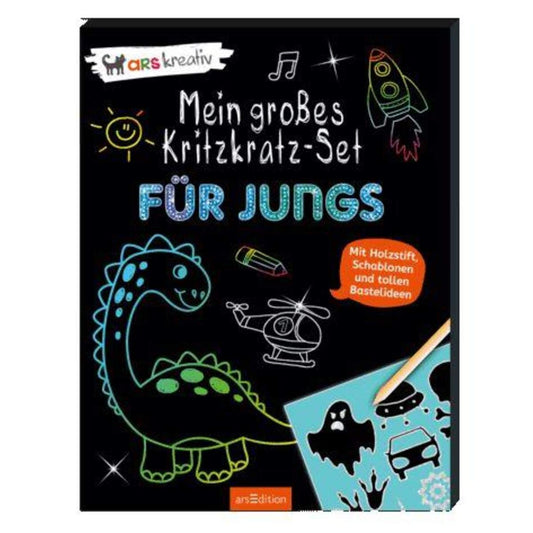 ars Edition Ars kreativ Malbuch Mein großes Kritzkratz-Set - Für Jungs