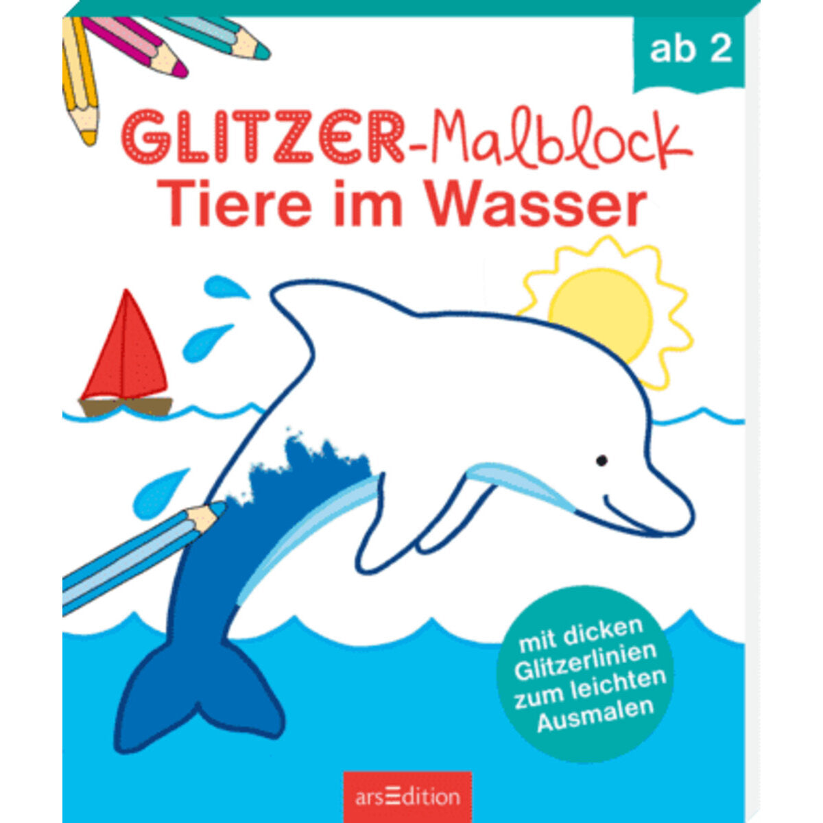 ars Edition Glitzer Malblock Tiere im Wasser