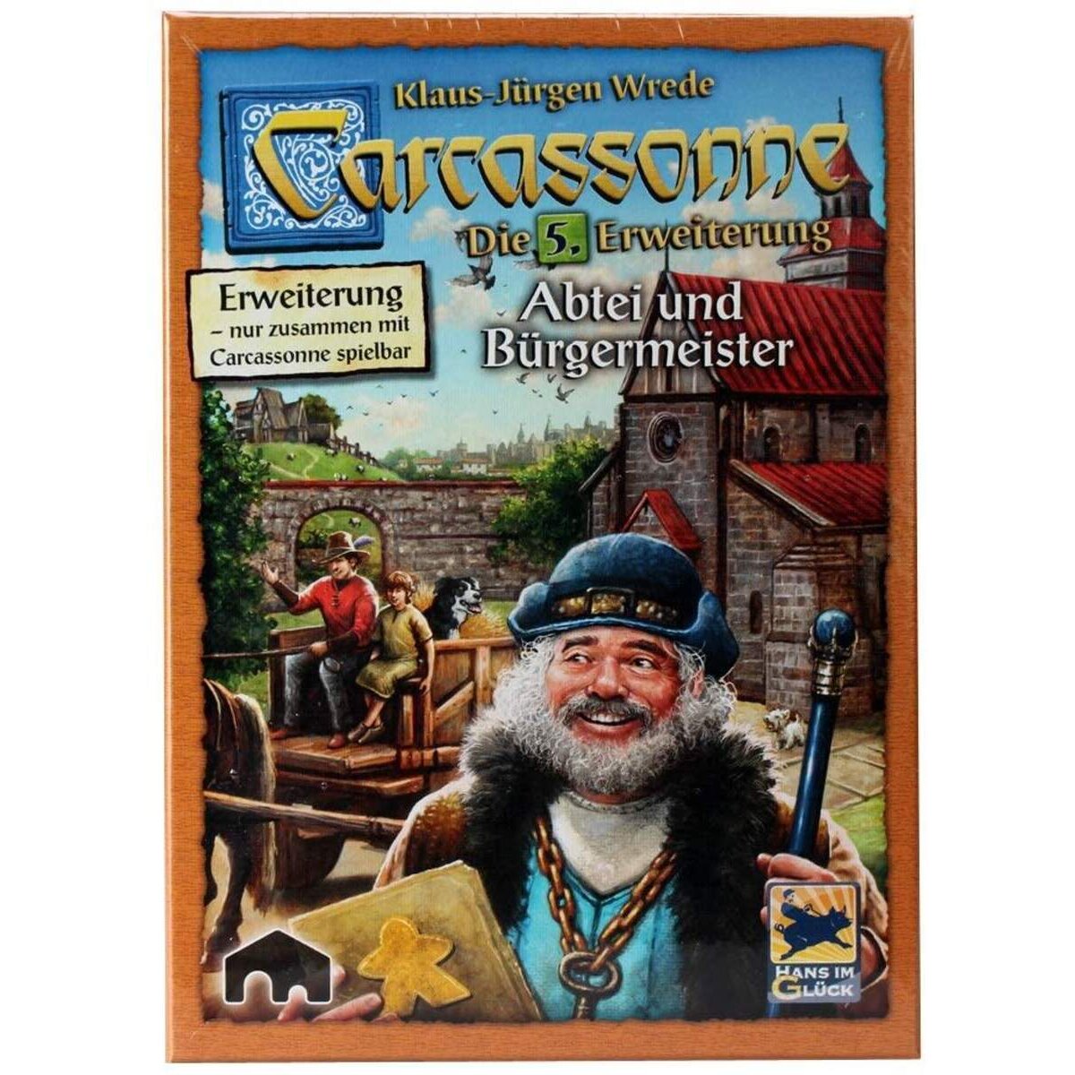 Asmodee Hans im Glück Carcassonne, Abtei und Bürgermeister, Erweiterung 5, Neue Version