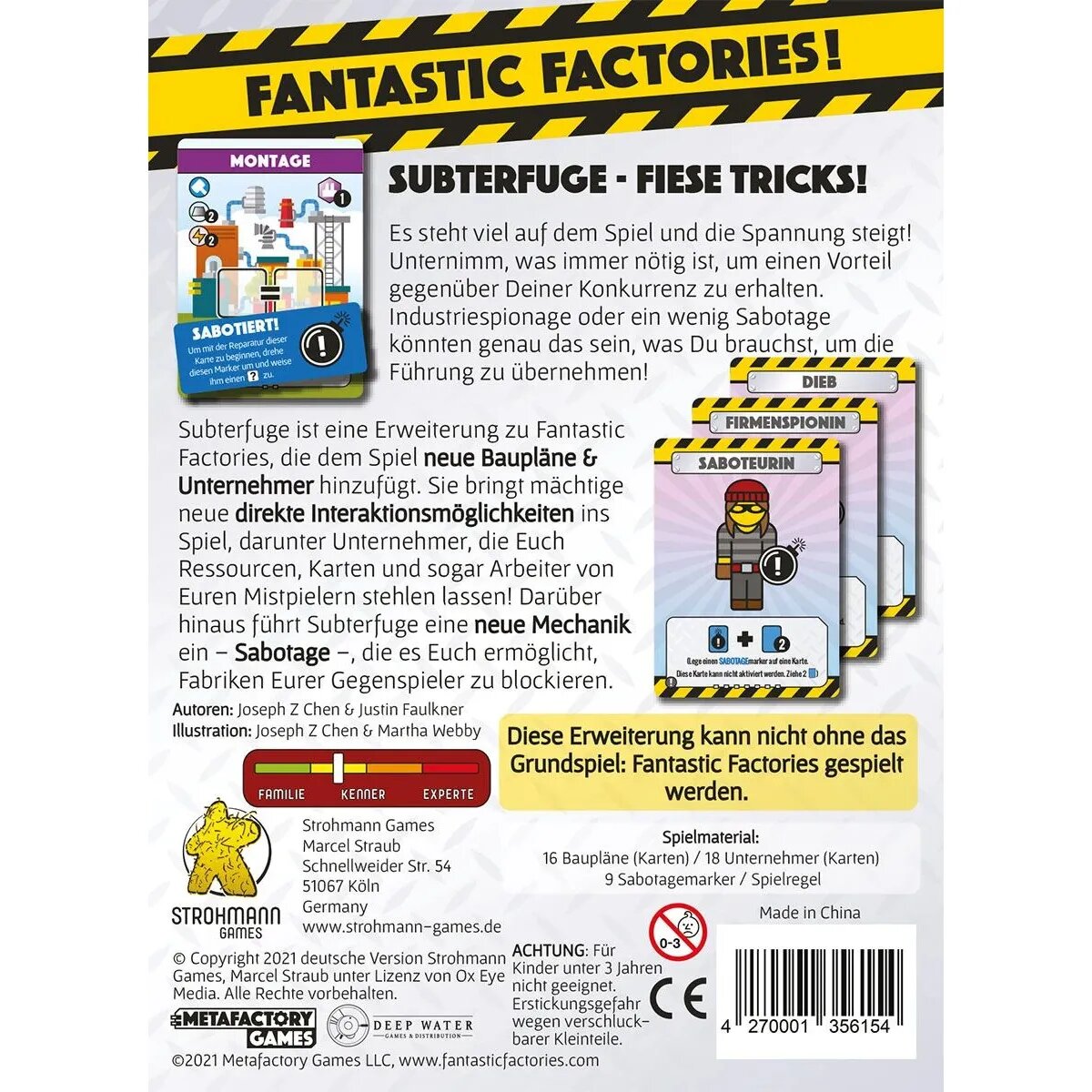 Asmodee Strohmann Games Fantastic Factories - Subterfuge [Erweiterung]