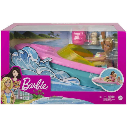 Barbie Boot-Spielset mit Puppe inkl. Haustier Hündchen und Zubehör