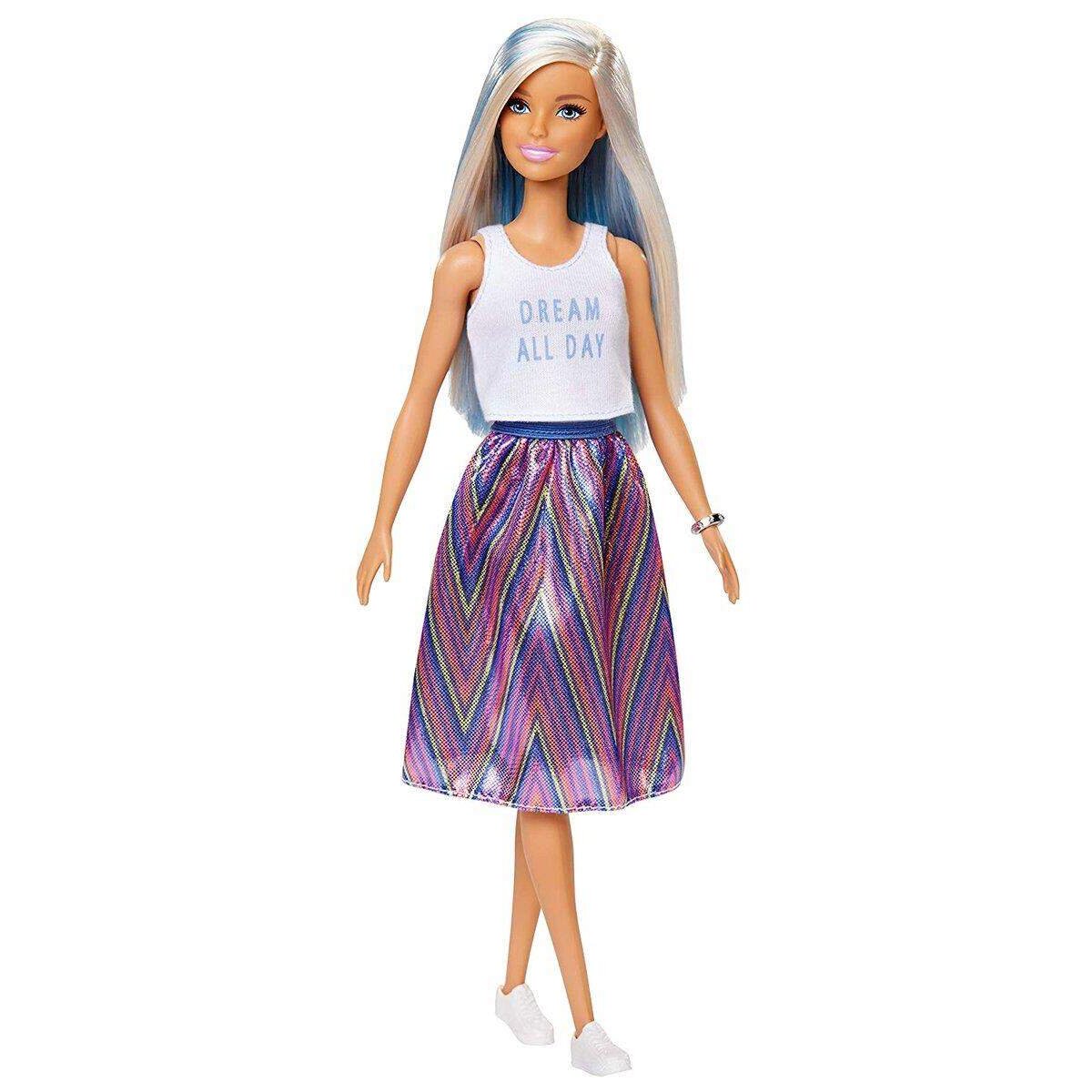 Barbie Fashionista Grafikstil Rock, blond-blaue Haare