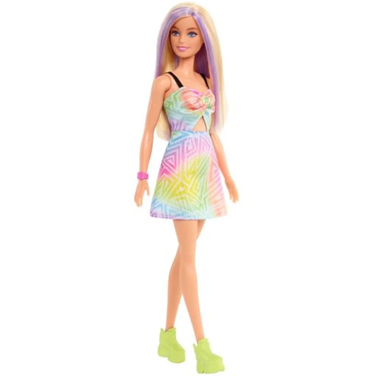 Barbie Fashionistas Puppe im Freizeitkleid, violette Strähnen