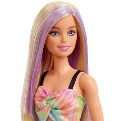 Barbie Fashionistas Puppe im Freizeitkleid, violette Strähnen