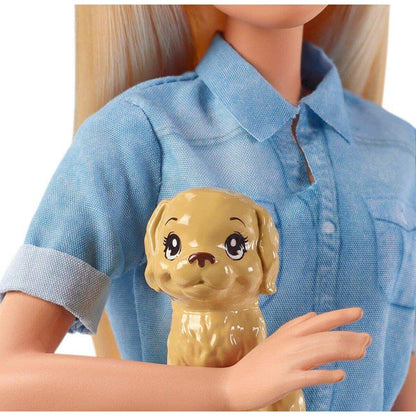 Barbie Reise Puppe mit blonden Haaren inkl. Reisezubehör und Hündchen