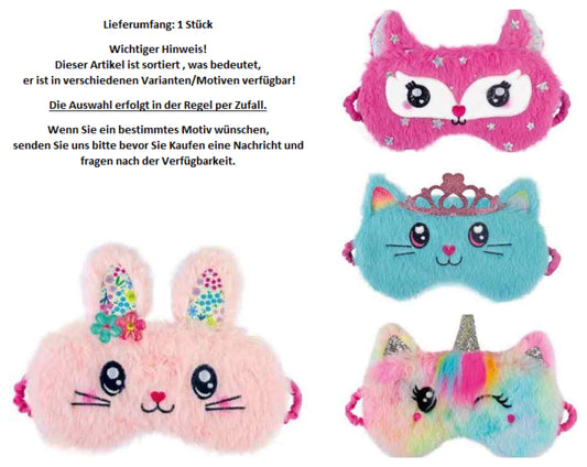 bb Klostermann Kinder Schlafmasken Cuties, 1 Stück, 4-fach sortiert