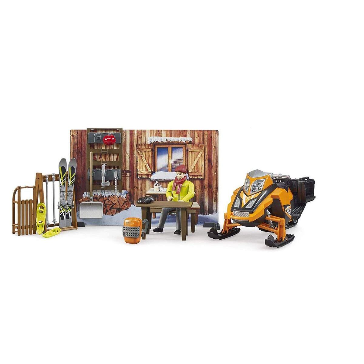 BRUDER® 63102 World Berghütte mit Schneemobil