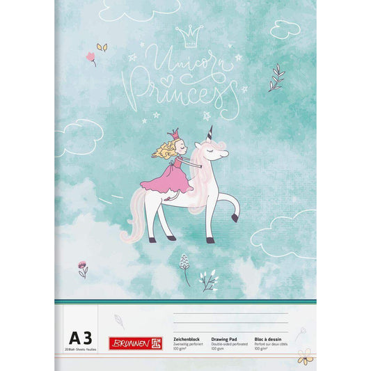 BRUNNEN Zeichenblock A3 20 Blatt Unicorn Princess