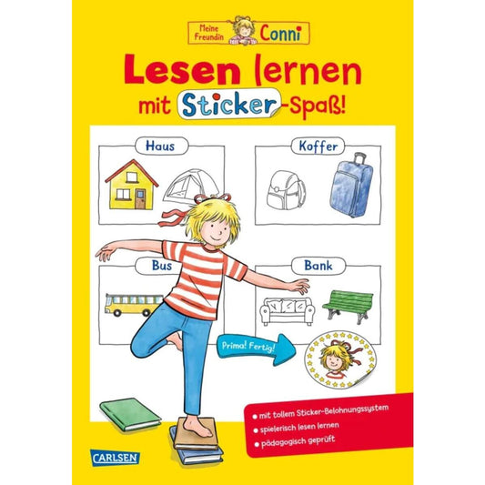 Carlsen Verlag Conni Gelbe Reihe (Beschäftigungsbuch): Lesen lernen mit Sticker-Spaß