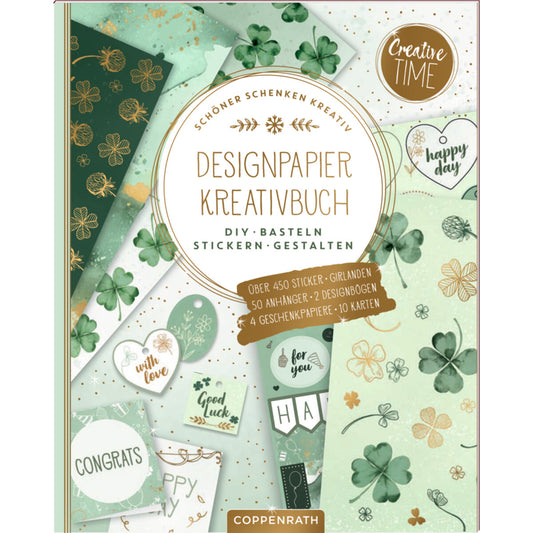 Coppenrath Verlag Designpapier-Kreativbuch Good Luck Basteln Stickern Gestalten