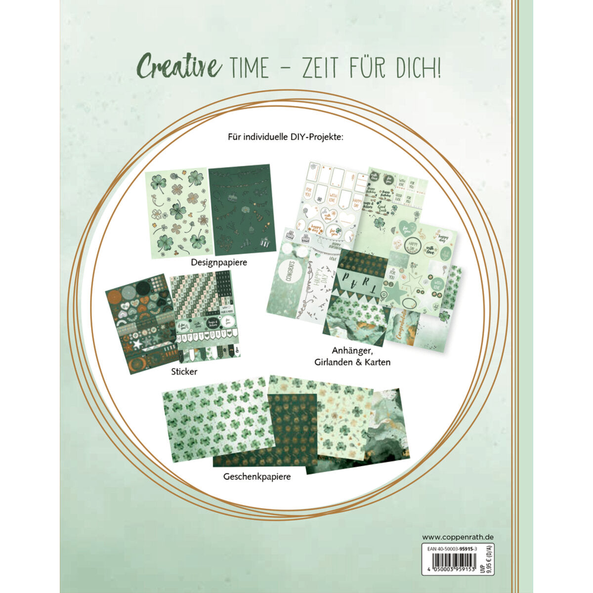 Coppenrath Verlag Designpapier-Kreativbuch Good Luck Basteln Stickern Gestalten