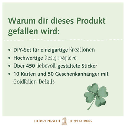 Coppenrath Verlag Designpapier-Kreativbuch Good Luck Basteln Stickern Gestalten