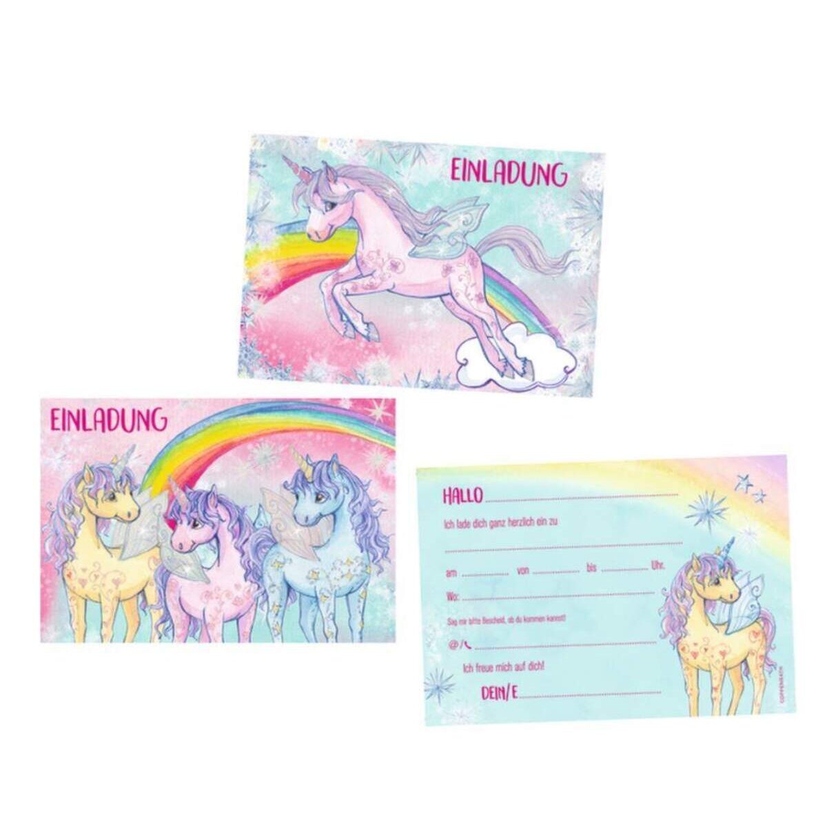 Coppenrath Verlag Einladungskarten Einhorn-Paradies 10 Stück mit Umschlägen