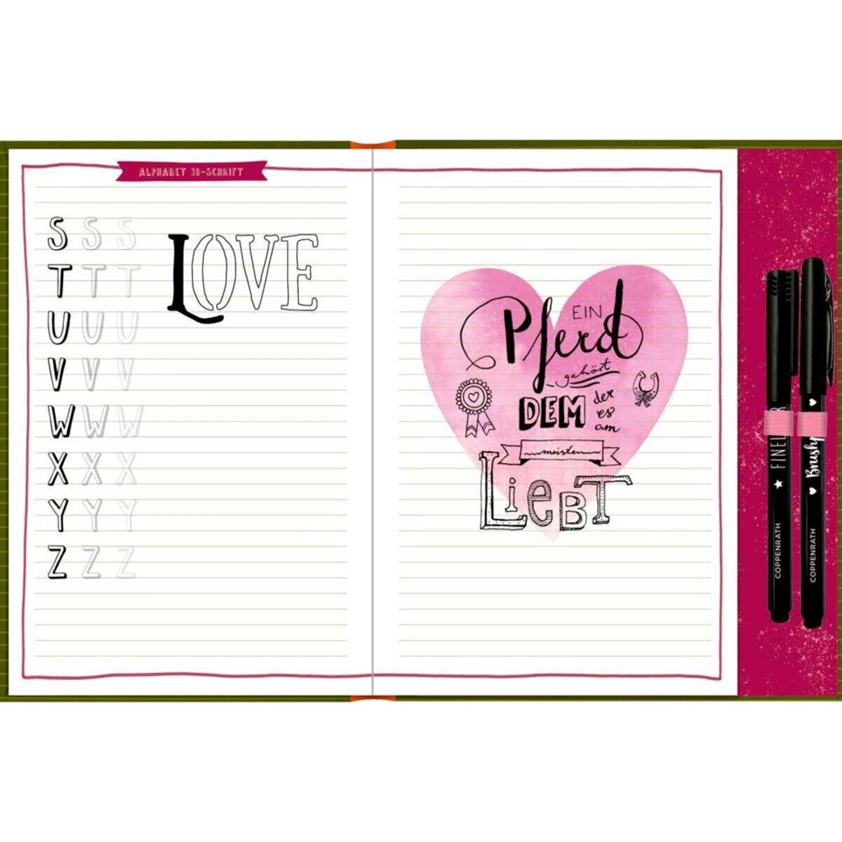 Coppenrath Verlag Notizbuch m.Extras: My Handlettering Journal - Pferdefreunde