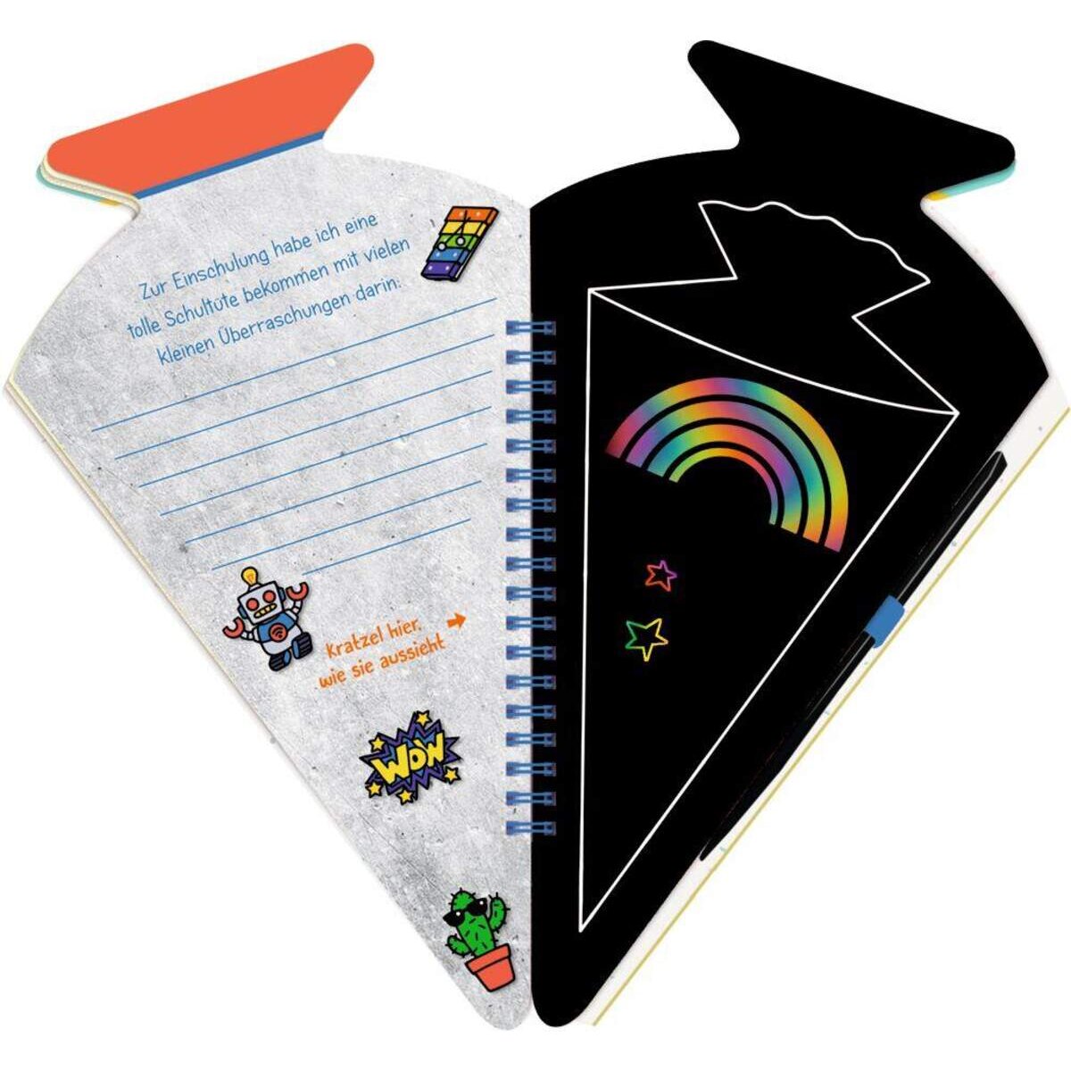 Coppenrath Verlag Schultü.-Kratzelbuch Funny Patches,blau  Hurra, endl.Schule!