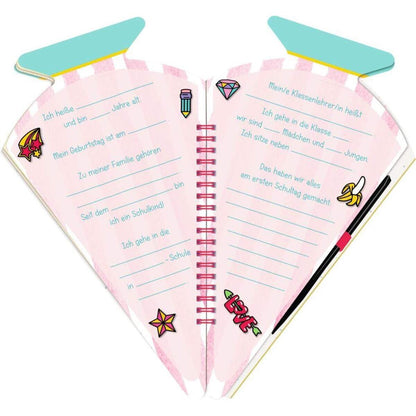 Coppenrath Verlag Schultü.-Kratzelbuch Funny Patches,pink  Hurra, endl.Schule!