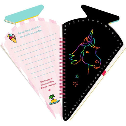 Coppenrath Verlag Schultü.-Kratzelbuch Funny Patches,pink  Hurra, endl.Schule!
