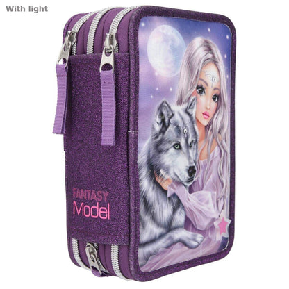 Depesche Fantasy Model 3-Fach Federtasche Wolf LED