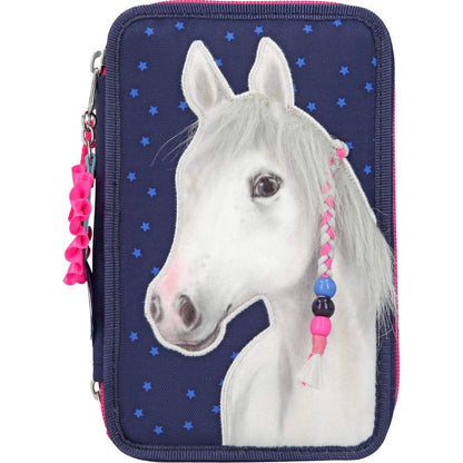 Depesche Miss Melody 3-Fach Federtasche Applikation Blau