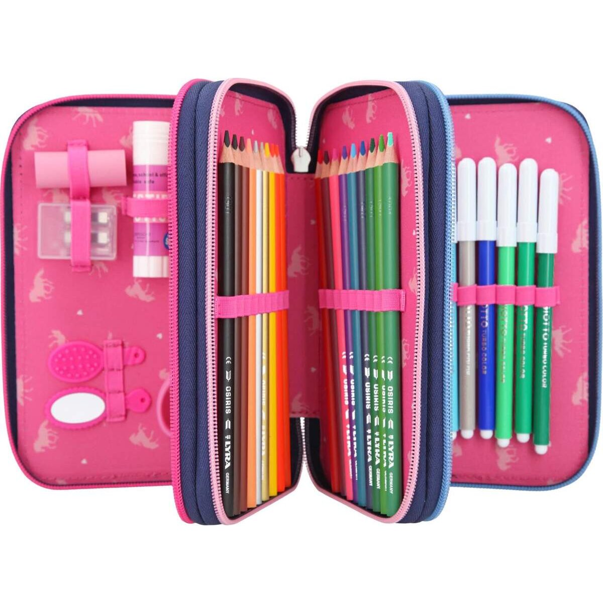 Depesche Miss Melody 3-Fach Federtasche Applikation Blau