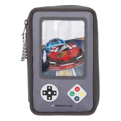 Depesche Monster Cars 3-Fach Federtasche LED Gamer