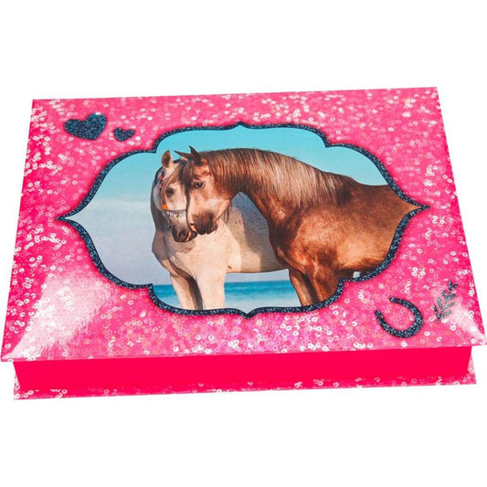 Depesche Horses Dreams Schreibwarenbox Pailetten, pink